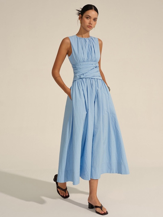 Commense Dresses & Skirts - Commense Ruched Waist Maxi Dress size large